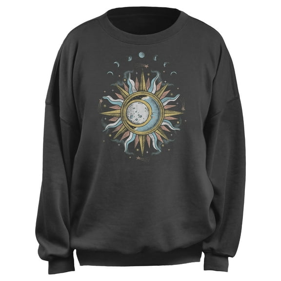 Junior's Lost Gods Mystic Sun and Moon Sweatshirt Charcoal Medium
