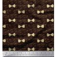 thumbnail image 1 of Soimoi Brown Georgette Viscose Fabric Bow & Dots Print Fabric by Yard 42 Inch Wide, 1 of 5