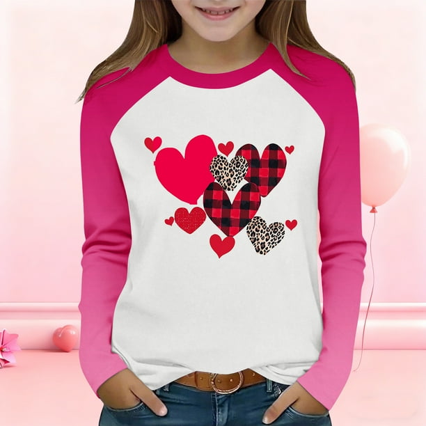 Blusas y camisas de manga larga y cuello redondo para niños y niñas, blusa informal de moda con bloques de color, manga larga y cuello redondo, estampado, para niñas de 2 a 15 años.