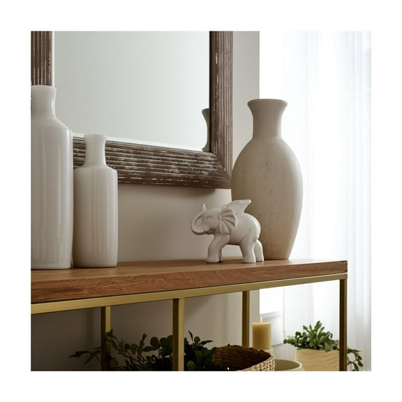 Figurine Stoneware and Ceramic Winged Elephant Design Decorative Accent for Home Office Bedroom or Living Room - 6" White