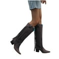 thumbnail image 4 of Bkhluea Women's Fringe Western Boots Wide Knee High Riding Cowgirl Cowboy Boots for Women, 4 of 4