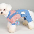 thumbnail image 3 of Ropa de otoño e invierno para mascotas Tirantes vaqueros para mascotas Tirantes a rayas para mascotas Ropa para perros MFZFUKR BST2002906-5, 3 of 5