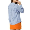 thumbnail image 3 of DARING DIVA Women's Notched Lapel V Neck Heart Polka Dots Shirt M Blue Heart, 3 of 6
