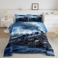 thumbnail image 2 of Erosebridal Black Train Bedding Sets Full with Comforter, Steam Engine Duvet Insert, Black Blue, 3 Pieces, Reversible, 2 of 6