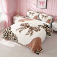 thumbnail image 3 of Erosebridal Leopard Bow Print Quilt King for Girls, Cheetah Animal Spots Girly King Coverlet Set, 3 Pieces 1 Bedspread and 2 Pillowcases, 3 of 7