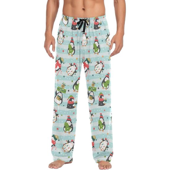 GZHJMY Penguin Pajama Pants for Men, Lounge Pants Lightweight Men Pajama Bottoms with Drawstring Pockets, Christmas New Year Birthday Gifts, X-Large