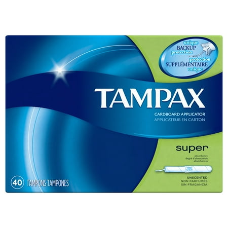 Tampax Cardboard Super Tampons, Unscented, 40 count