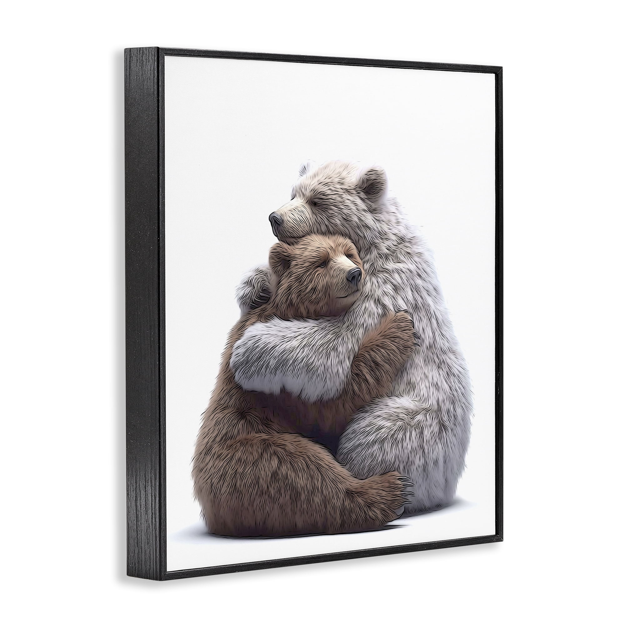 Stupell Industries Hugging Bear Pair Animals & Insects Painting Black Framed Art Print Wall Art, 11 x 14