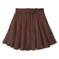thumbnail image 1 of Women Boho Ruffled Tiered Swing Beach Skorts Drawstring High Waisted Tennis Golf Y2K Short Skirt Brown M, 1 of 10