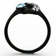 thumbnail image 2 of TK1302 - IP Black(Ion Plating) Stainless Steel Ring with Top Grade Crystal  in Sea Blue Size 5, 2 of 3