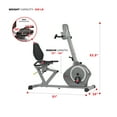 thumbnail image 6 of Sunny Health & Fitness Stationary Magnetic Recumbent Indoor Cycle Bike, 350 lb Weight Capacity, Arm Workout Exercisers, SF-RB4631, 6 of 8
