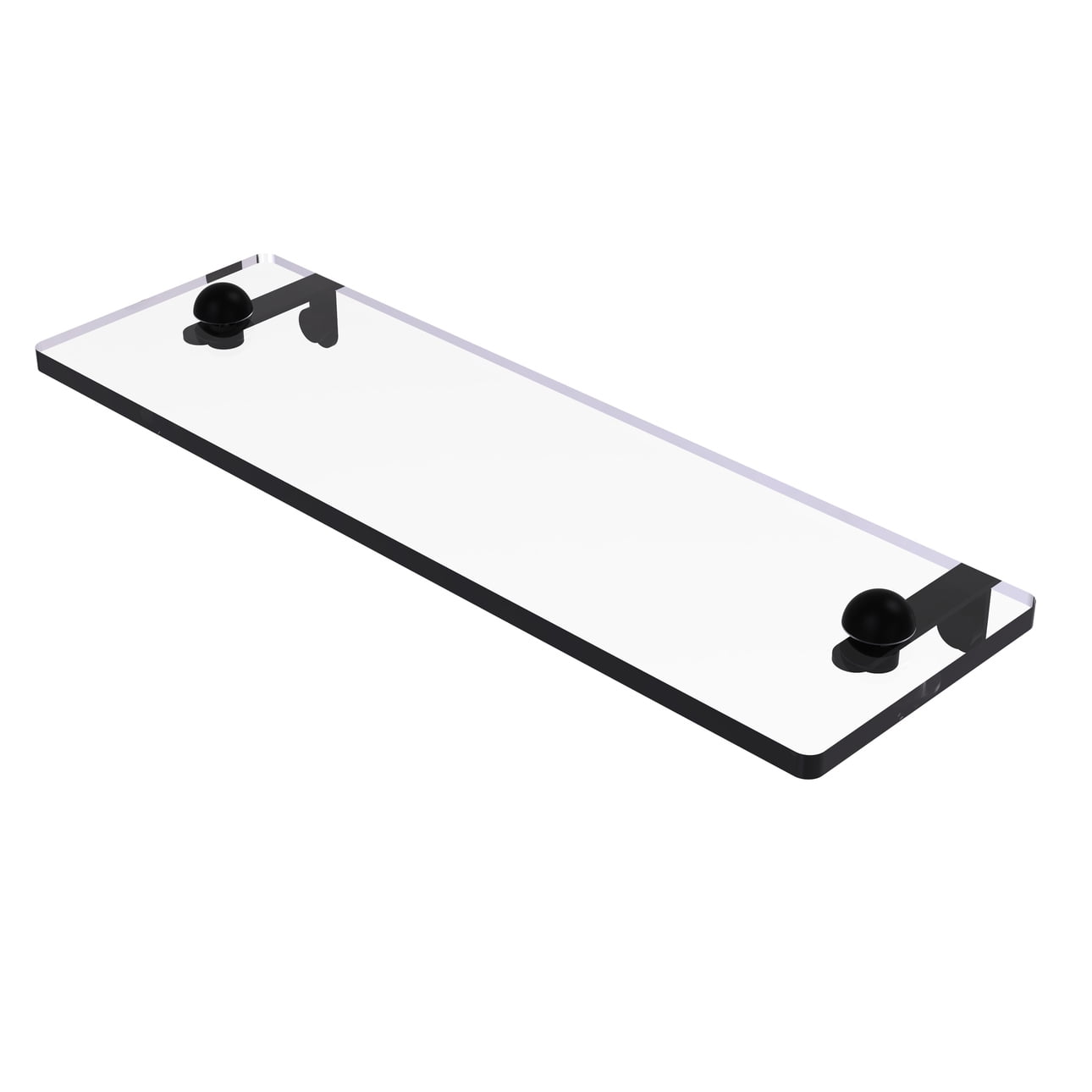 16in Glass Vanity Shelf with Beveled Edges in Matte Black