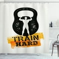 thumbnail image 1 of Ambesonne Fitness Shower Curtain, Aged Kettlebell Athlete, 69"Wx84"L, Orange Black White, 1 of 3