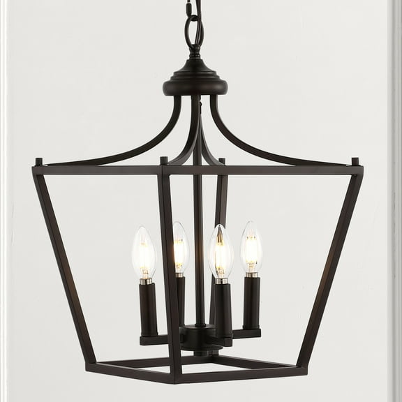 JONATHAN Y Camden 13" 4-Light Iron Classic Midcentury Pendant Lantern, Oil Rubbed Bronze