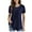 Navy Blue, variant on VOIANLIMO Women's Plus Size Summer Tops Short Sleeve Lace Pleated Blouses Tunic Tops M-4XL