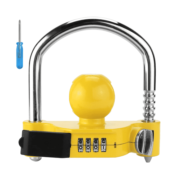 Beaquicy Trailer Hitch Lock with Combination Lock, Fits 1-7/8”, 2”, 2-5/16”Universal with Heavy-Duty Steel Tow Ball Coupler