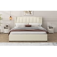 thumbnail image 5 of King Size Upholstery Platform Bed With Storage Headboard, 2 Drawers And Trundle,Beige, 5 of 9