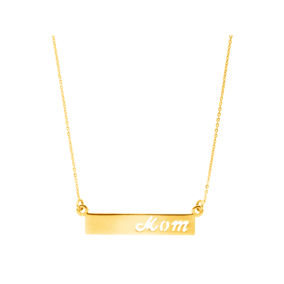 Women's Eternity Gold 'Mom' Cutout Bar Pendant Necklace in 10kt Yellow Gold, 17"