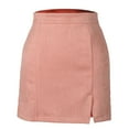thumbnail image 4 of Women Sexy Slim Suede Dress Hip High Waist Zip Skirt Skirt Patch Work Dresses Side Slit Clothing, 4 of 5