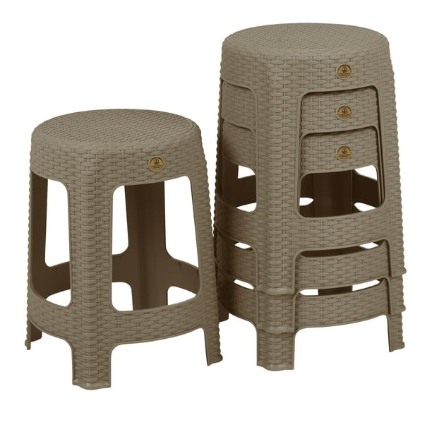 Kit 4 Bancos de Plástico La Ardilla para exterior e Interior (Café)