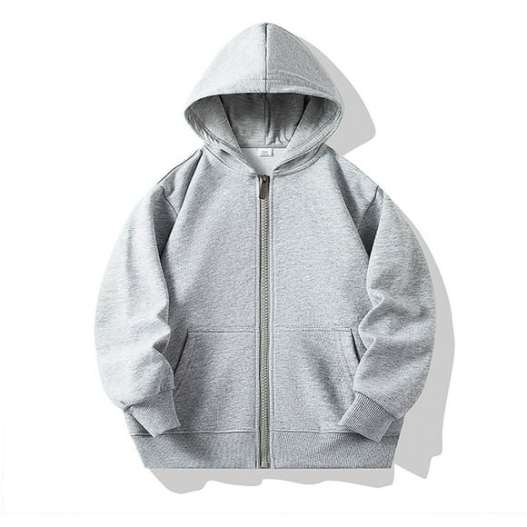 Milgrthf Unisex Boys Girls Fall Sweatshirts Casual Sport Long Sleeve Full Zipper Cute Crewneck Basic Solid Color Hoodies Pullover with Pocket Gray 9-10 Years