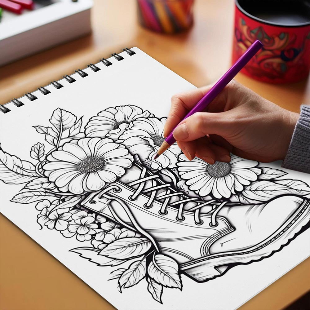 Netecom Flower Whimsy Coloring Book for Adults, Spiral Bound, Soft Cover