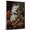American Eskimo, variant on Barbet Cute Dog Saxophone Stretched Canvas Size 8x12 – Retro Barbet Dog Batter in Action With Saxophone for Themed Living Room