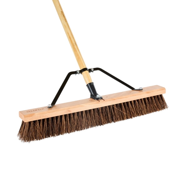 Clean Tek Professional 36" Contractor / Push Broom - with Fine Flagged Bristles, 60" Wood Handle - 1 count box