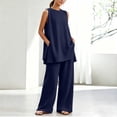 thumbnail image 6 of Naotn Pajama Sets for Women Summer 2 Piece Pjs Set Crewneck Rufle Hem Tunic Tank Top & Pant Comfy Solid Color Lounge Outfits, 6 of 6