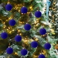 thumbnail image 5 of 15 Pcs Velvet Christmas Balls Bulk Flocked Christmas Tree Velvet Christmas Ornaments Ball Ornaments Plastic Xmas Decorative Hanging Ornaments(Blue), 5 of 8