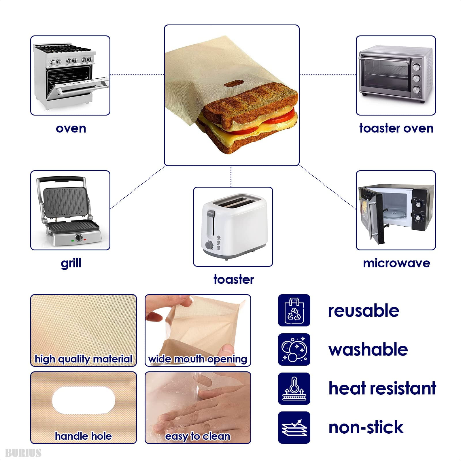 Lot De 2 Pinces à Grille-pain Réutilisables En Bois De 17,8 Cm De Long