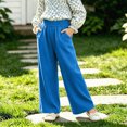 thumbnail image 2 of WXFAZCVU Toddler Girls Fleece Sweatpants Elastic Joggers Wide Leg Baggy Pants with Pockets Size 5-6 Years, 2 of 4