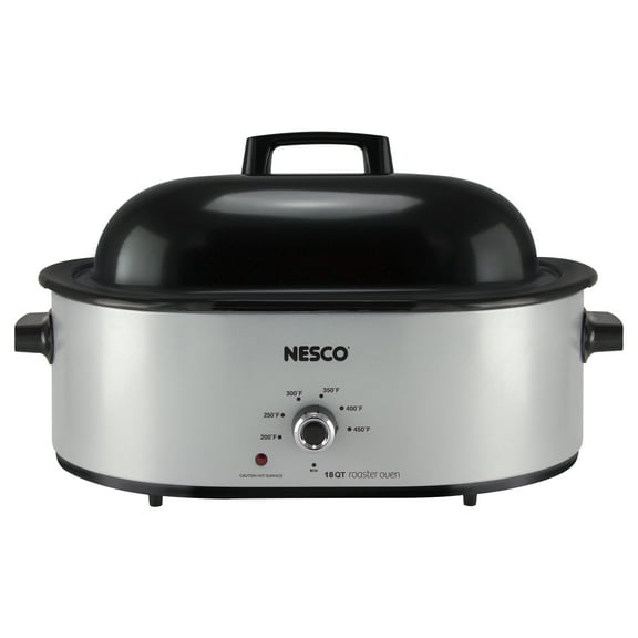 NESCO 18-Qt. 1,450-Watt Roaster with Porcelain Cookwell, Silver