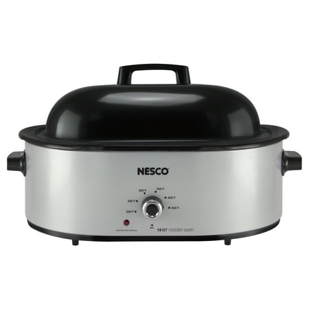 NESCO 18-Qt. 1,450-Watt Roaster with Porcelain Cookwell, Silver