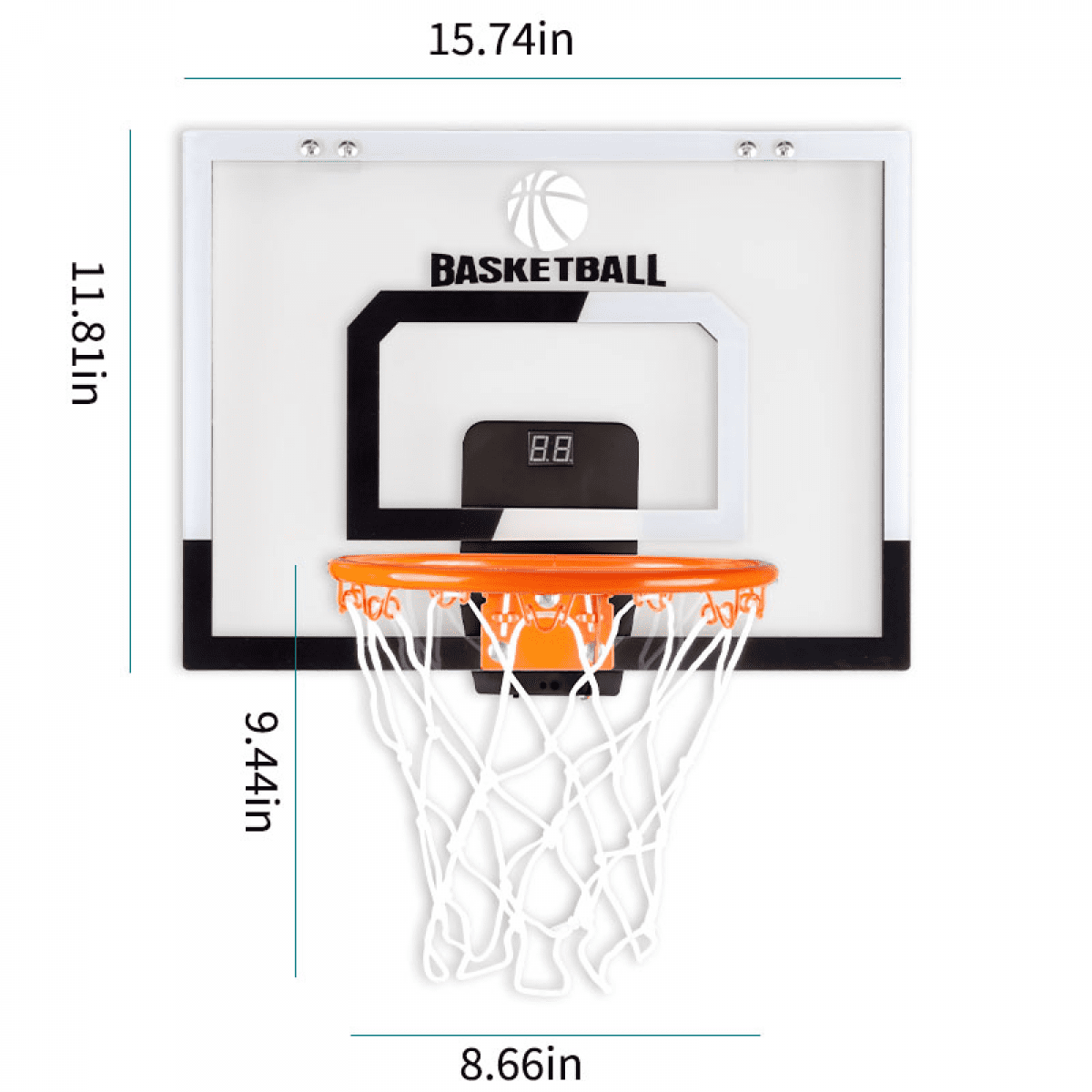 Basketball Hoops Indoor for Kids 15.7" x 11.8" - Automatic Scoring Basketball Goal Mini Basketball Hoops for Door with Lights & Sound for Kids Adults