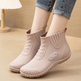 thumbnail image 2 of Women's Ankle Rain Boots Waterproof Non-Slip Round Toe Slip on Short Wellies Comfortable Chelsea Rain Boots for Outdoor Beige 6.5(38), 2 of 9
