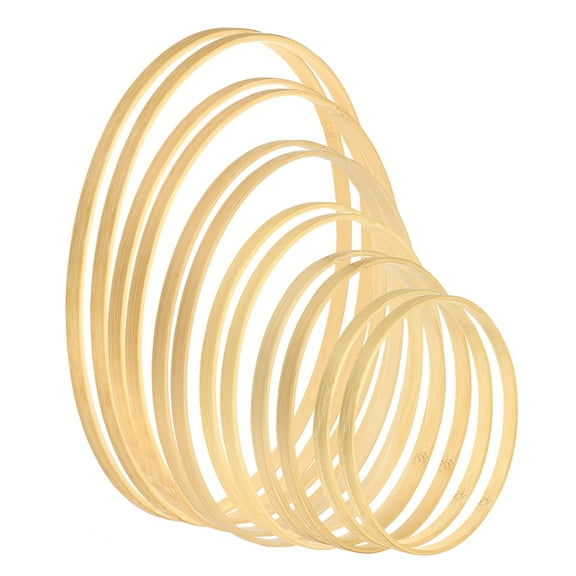 Uxcell 6/7/8/9/10/12 Inch Wooden Bamboo Floral Hoop Rings 12Pcs in 1 Set