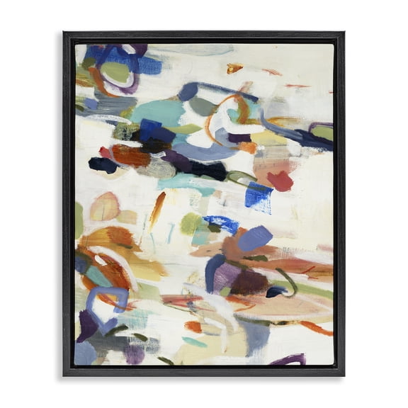 Stupell Industries Flowing Stippled Brushstrokes Black Framed Floater Canvas Wall Art, design by Lisa Ridgers