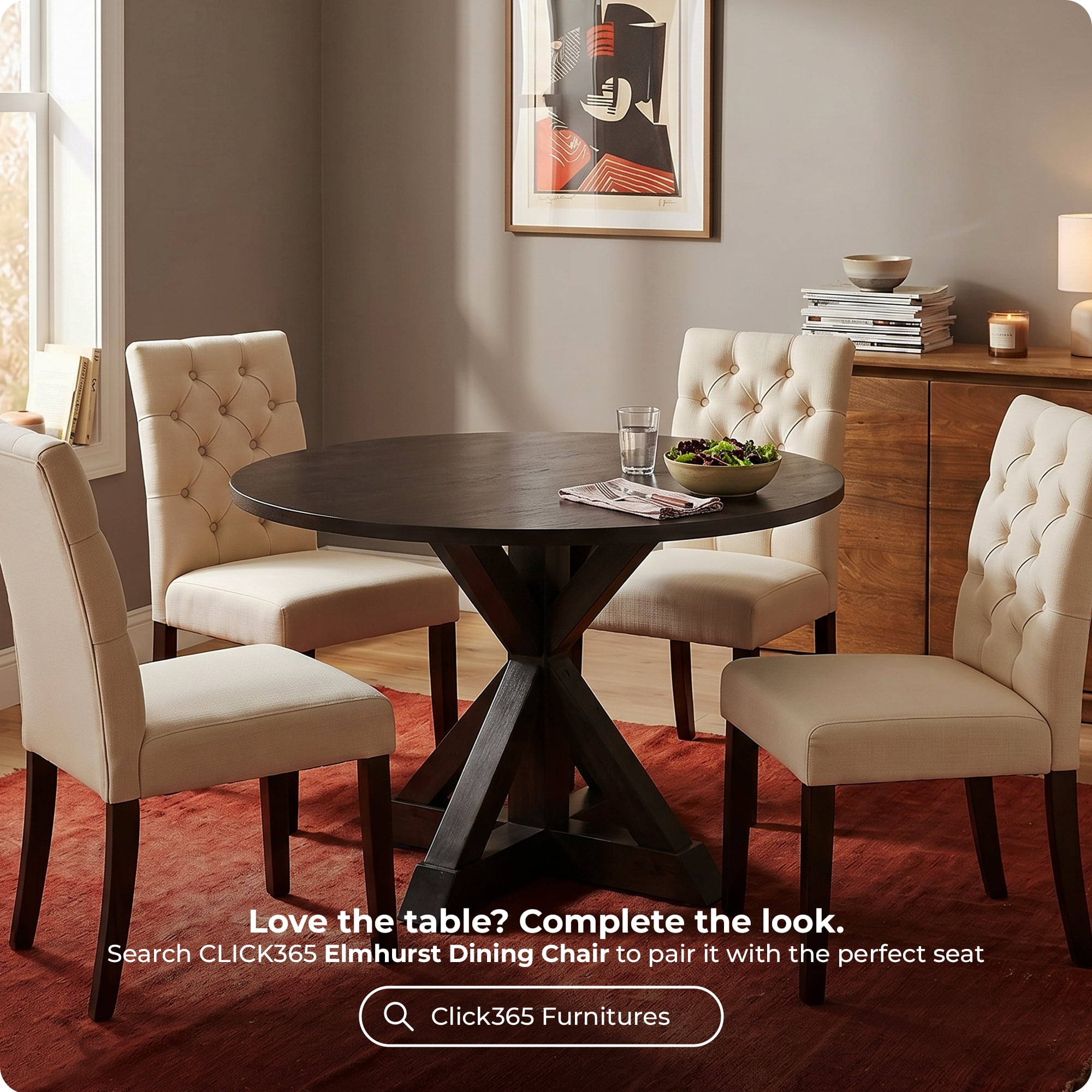 Finch Alfred Round Dining Table Rustic Dark Brown