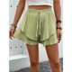 thumbnail image 4 of Pantalones cortos fluidos for mujer, falda pantalón estilo bohemio con volantes y mariposas, cintura alta, tela texturizada, doble capa, Color sólido, informal, 4 of 7