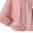 thumbnail image 4 of Trendy Women Plush Trim Cape Coat Fleece Lined Warm Open Front Poncho Shawl, Casual Outer Wear for Women’s Fall Winter Clothes Pink, 4 of 5