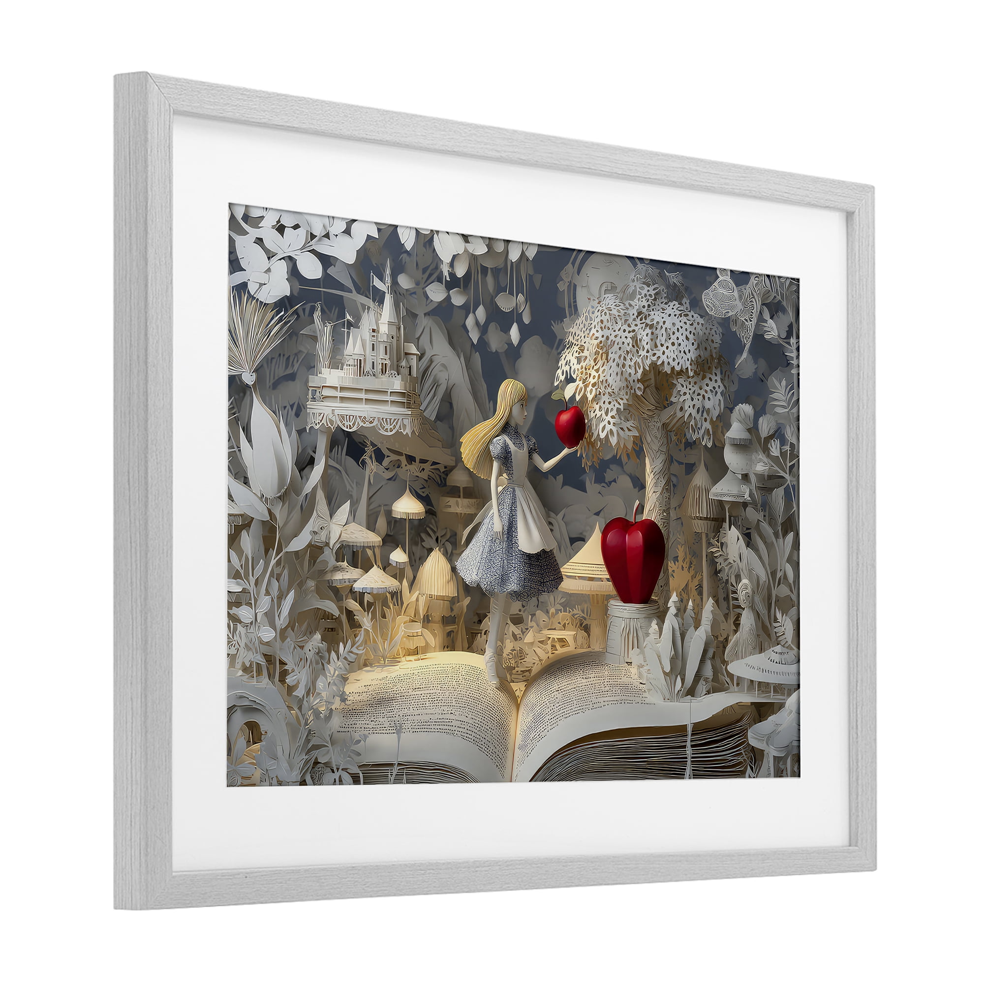 Stupell Industries Fairytale Scene Papercraft Gray Framed Print Under Glass, design by The Wands Want