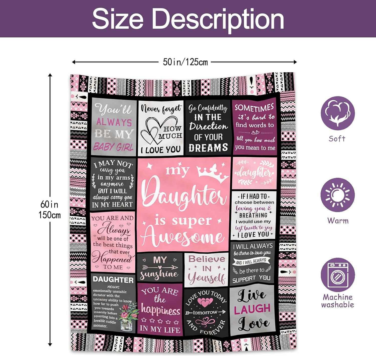 Daughter Gifts from Mom Dad, Birthday Gift for Daughter, Daughters Birthday Gifts Idea, Daughters Blanket