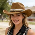 thumbnail image 2 of OJSFQUFP Cowboy Hat for Women and Men with Shapeable Wide Brim Cattleman Western Hats for Cowboys, 2 of 4
