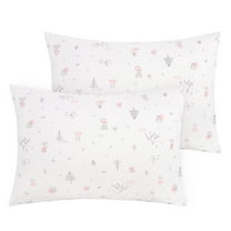 NTBAY 2 Pack 100% Natural Jersey Cotton Super Soft and Breathable Toddler Pillowcases with Envelope Closure, Easy Care Travel Pillow Cover for Nursery, 13"x18", Pink Owl
