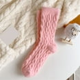 thumbnail image 2 of Ankle Socks - Womens Wool Socks Winter Warm Socks Thick Knit Wool Soft Casual Crew Socks for Women, Socks for Women,Color: Pink Size: One Size, 2 of 3