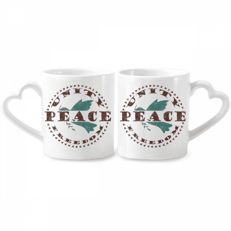 

Olive Branch Peace Freedom Symbol Couple Porcelain Mug Set Cerac Lover Cup Heart Handle