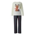 thumbnail image 2 of Acuteok Family Christmas Pajamas Matching Set Elk Print Long-Sleeve Tops with Plaid Pants Sleepwear Set for Adult, Kid, Baby, Dog, 2 of 10