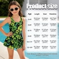 thumbnail image 7 of Xixirimido Green Shamrock Clover Print Girls Swimsuit Sleeveless One Piece Skirted Swimwear Modest Hawaiian Bathing Suit for Beach Water Park Kids Swim Dress for St. Patrick's Day, 5-6 Years, 7 of 7