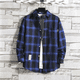 thumbnail image 1 of Camisa de manga larga a cuadros finos 2021 para hombre, camisa holgada de estilo coreano a la moda, ropa de trabajo informal para hombre, 1 of 4